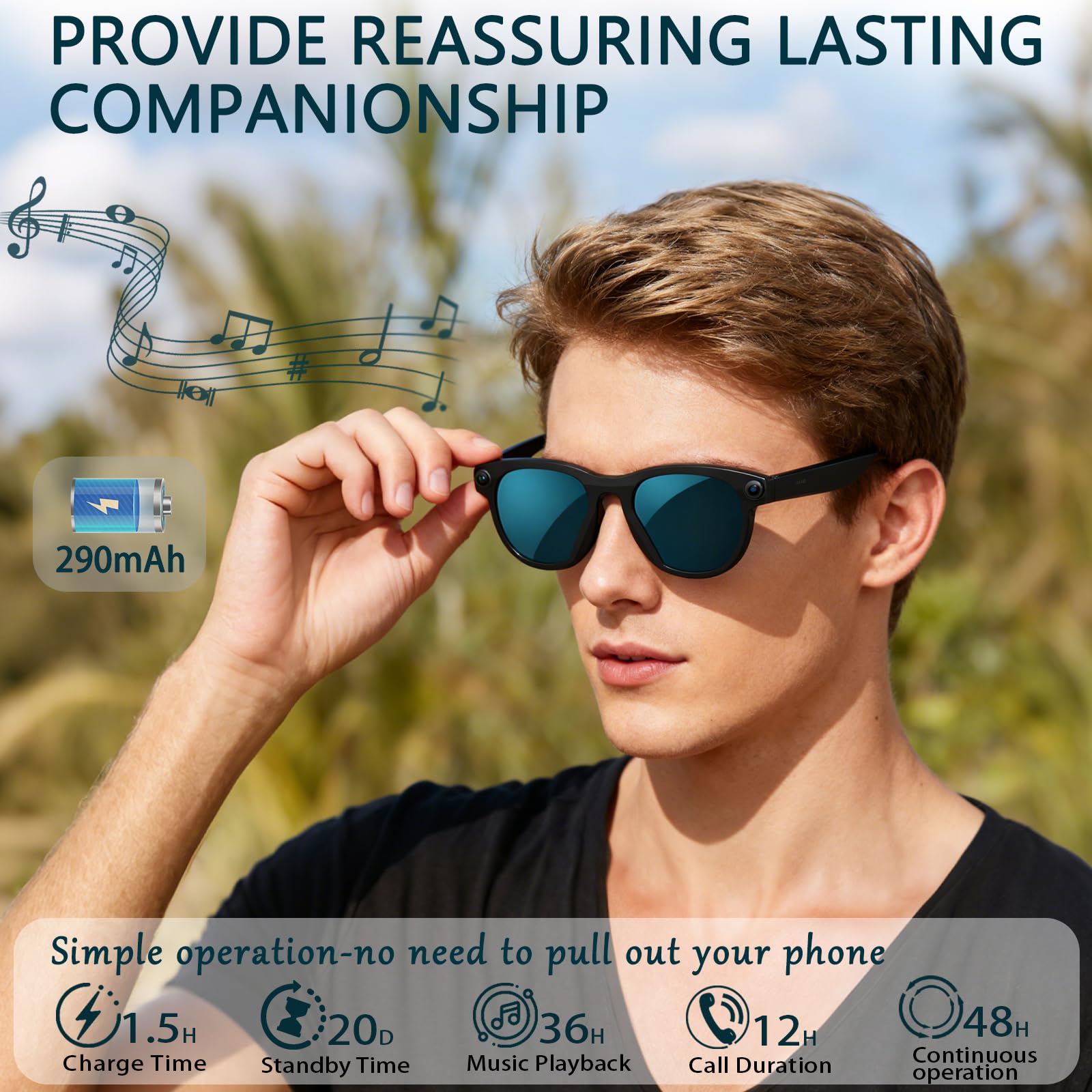 Black Smart Ai Glasses for Men - Smart Glasses Lens review and price