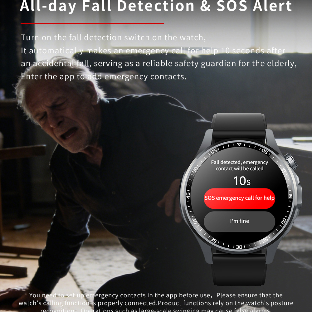 SOS Alert Heart Rate Fitness S - Fall Detection Watch review and price